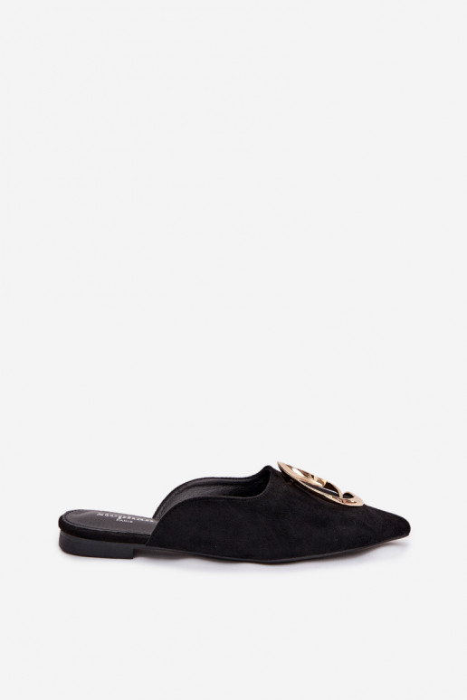Mules noires avec ornements dorés Galvella