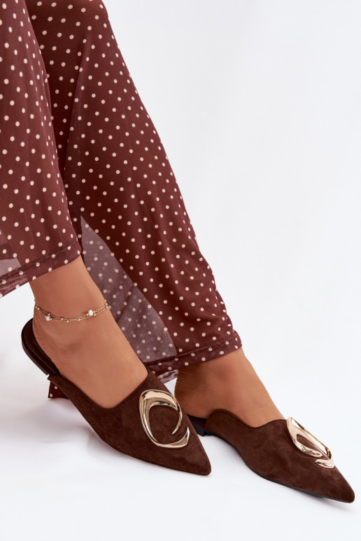 Mules chocolat avec ornements dorés Galvella