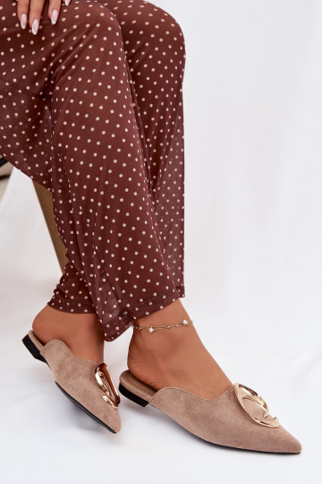 Mules sable avec ornements dorés Galvella