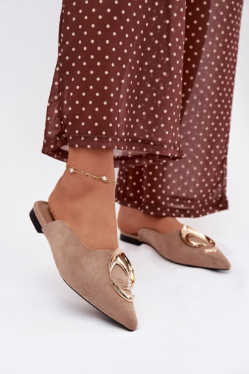 Mules sable avec ornements dorés Galvella 2