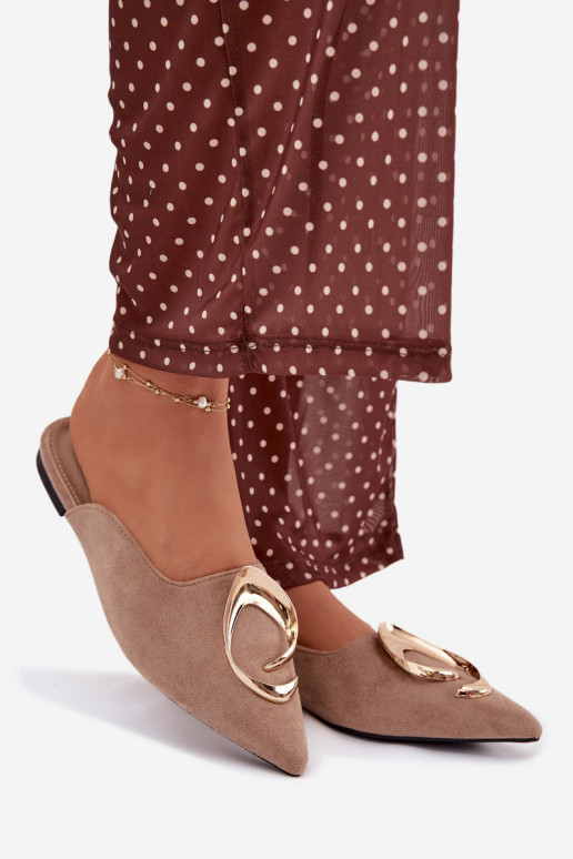 Mules sable avec ornements dorés Galvella