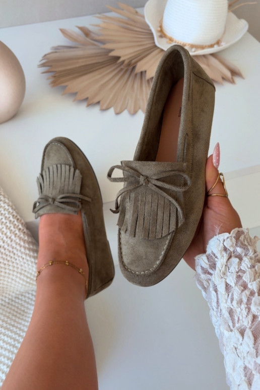 Mocassins pour femmes avec des franges de couleur verte Janelisse