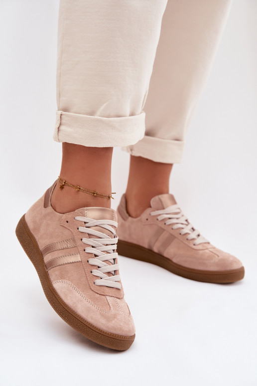 Zazoo N1068 en daim Faible Chaussures modèle baskets Féminin couleur rose