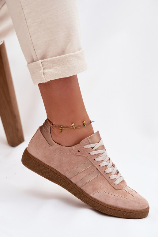 Zazoo N1068 en daim Faible Chaussures modèle baskets Féminin couleur rose