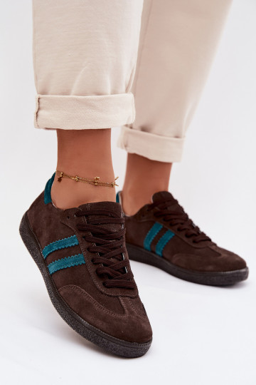 Zazoo N1068 - Baskets basses en simili daim pour femmes couleur chocolat 2