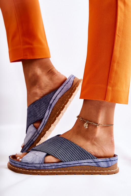 Peau Profilé Chaussons Il fautciejka 04986-17 couleur bleue