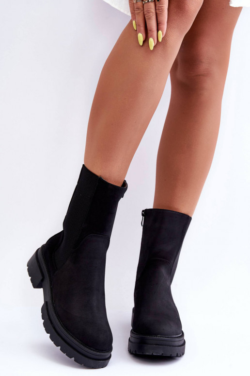 Grand réchauffer bottes élégantes Un modèle convaincant Nubuck couleur noire Milca