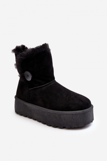 Bottes de neige pour femmes avec plateforme et fourrure noires INikasem