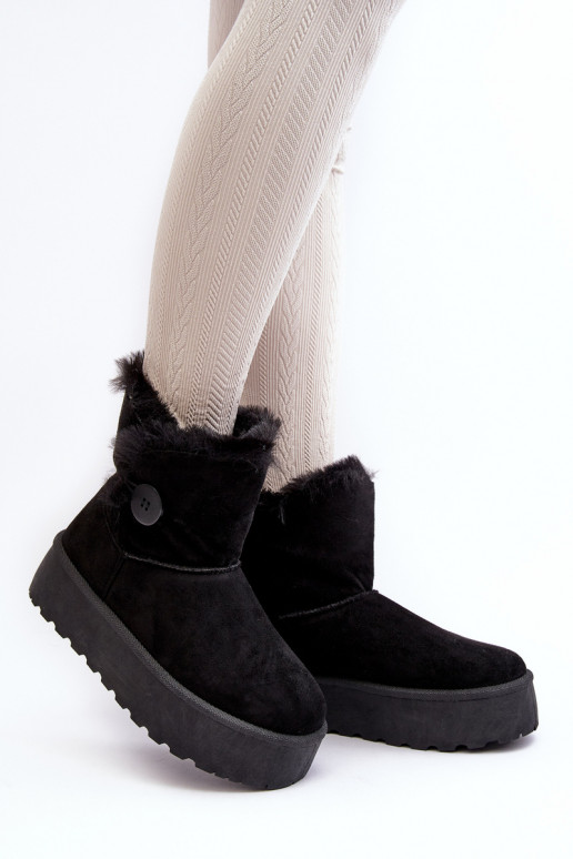 Féminin Bottes de neige avec une plateforme avec un manteau de fourrure couleur noire DANSikasem