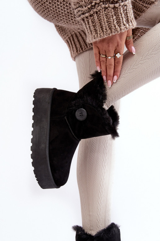 Féminin Bottes de neige avec une plateforme avec un manteau de fourrure couleur noire DANSikasem