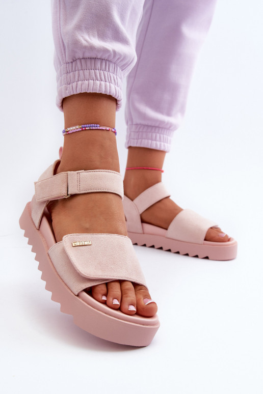 Féminin Sandales en daim avec une plateforme Big Star NN274701 couleur rose