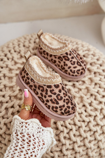 Bottes de neige Bottes Puéril avec des motifs en fourrure de léopard avec une plateforme réchauffer avec de la fourrure à l inté