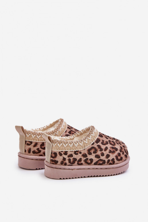 Bottes de neige Bottes Puéril avec des motifs en fourrure de léopard avec une plateforme réchauffer avec de la fourrure à l inté