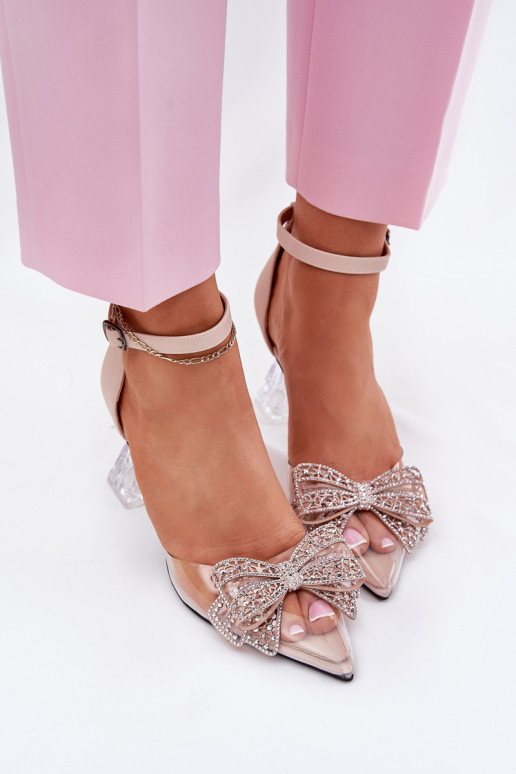 Style élégant Chaussures avec des rubans Vinceza 62212 beige