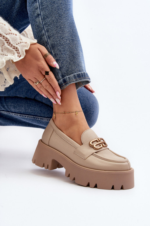 Zazoo 20164 Féminin Mocassins Fabriqué en cuir naturel beige