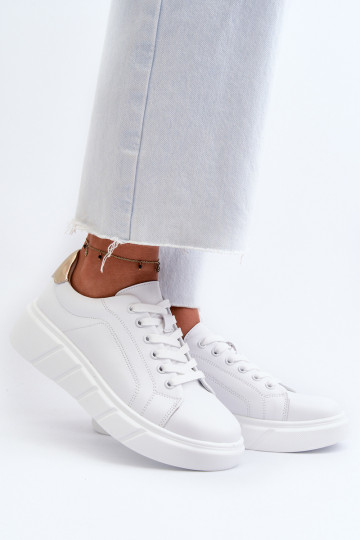 Chaussures de sport en cuir pour femmes avec plateforme blanches Danida