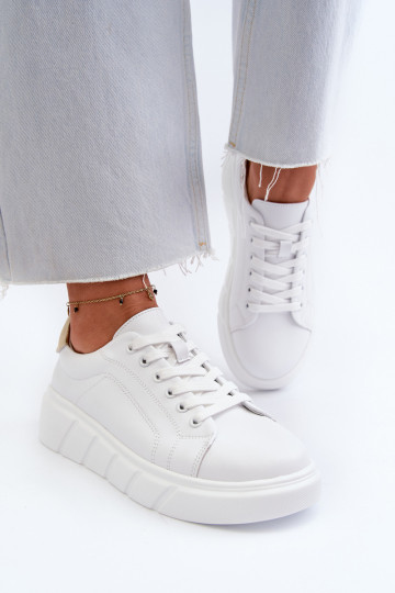 Chaussures de sport en cuir pour femmes avec plateforme blanches Danida 2