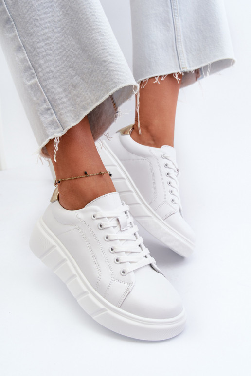 Peau Chaussures modèle baskets Féminin avec une plateforme couleur blanche Danida
