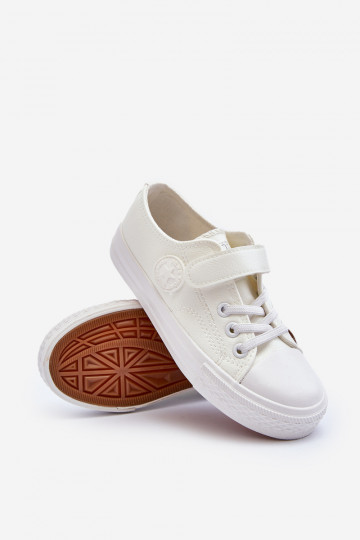 Peau Chaussures de loisirs pour enfants avec attaches adhésives couleur blanche Delmara