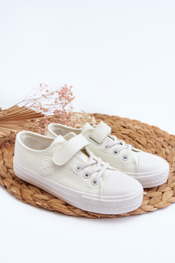 Peau Chaussures de loisirs pour enfants avec attaches adhésives couleur blanche Delmara 2