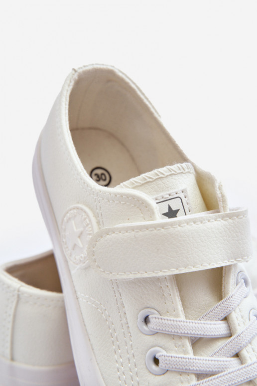 Peau Chaussures de loisirs pour enfants avec attaches adhésives couleur blanche Delmara