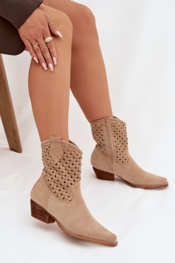 Bottes ajourées Féminin avec des talons beige Ferissa 2