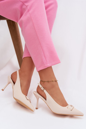 sandales à talons hauts Féminin Avec des décorations Detalem couleur ivoire Lurella