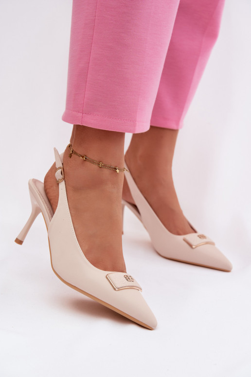 sandales à talons hauts Féminin Avec des décorations Detalem couleur ivoire Lurella