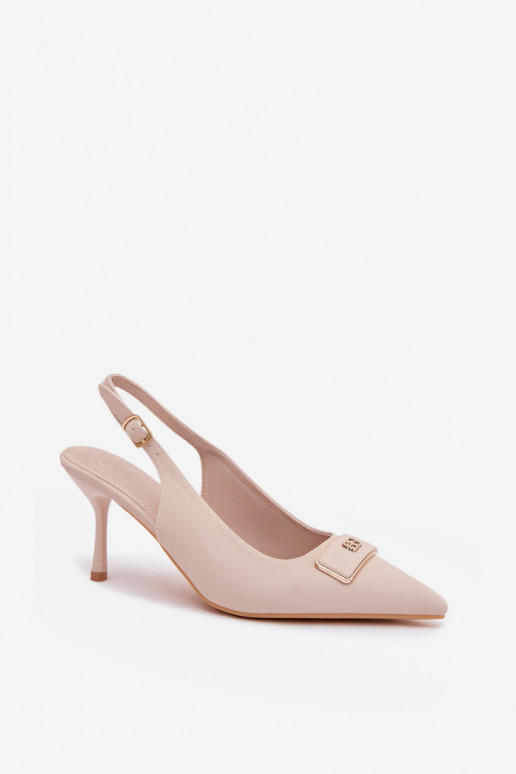 sandales à talons hauts Féminin Avec des décorations Detalem couleur ivoire Lurella