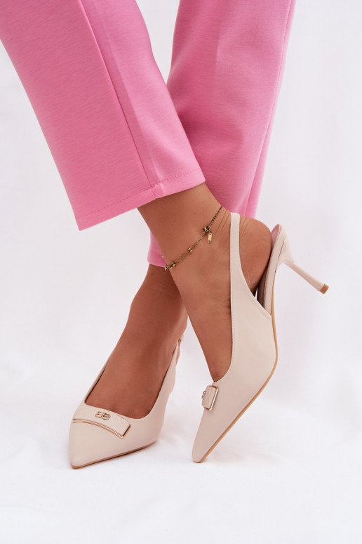 sandales à talons hauts Féminin Avec des décorations Detalem couleur ivoire Lurella