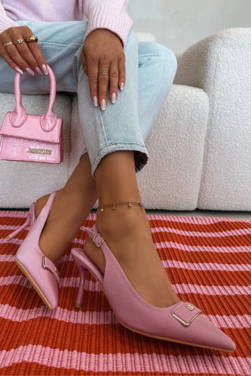 Sandales pour femmes à talons hauts avec détails ornés couleur rose Lurella