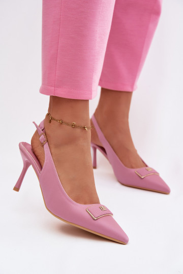 Sandales pour femmes à talons hauts avec détails ornés couleur rose Lurella 2