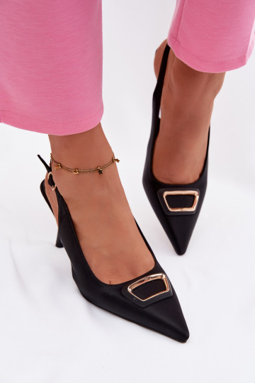 Sandales pour femmes à talons hauts décorées couleur noire Palerine
