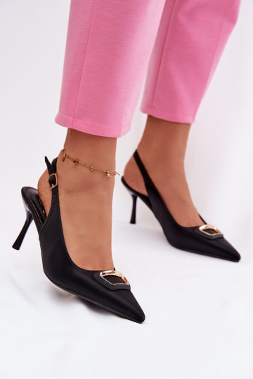 Sandales pour femmes à talons hauts décorées couleur noire Palerine 2