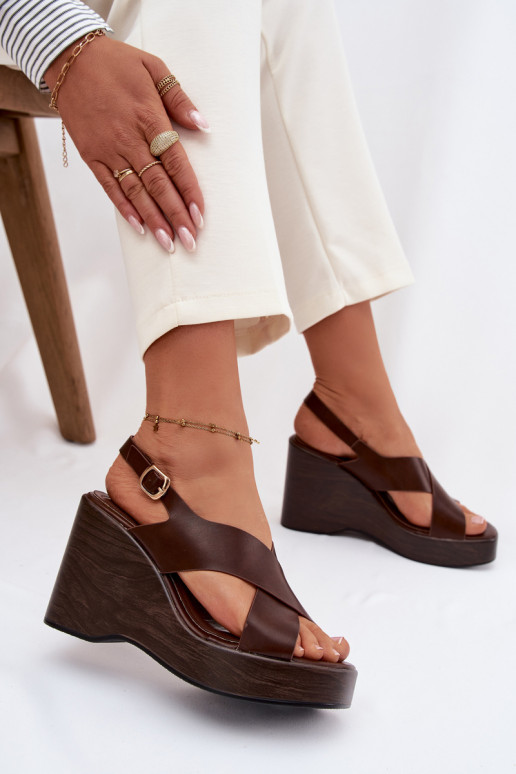 Sandales pour femmes en cuir écologique Activé cothurneie CzekoladoÀe Janivra