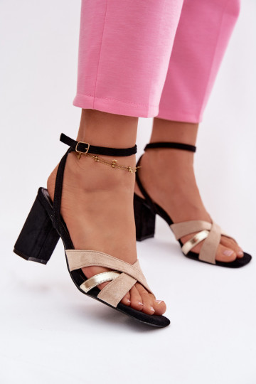 Sandales à talons hauts pour femme avec des bandes en daim écologiqueoÀe couleur noire Karilora 2