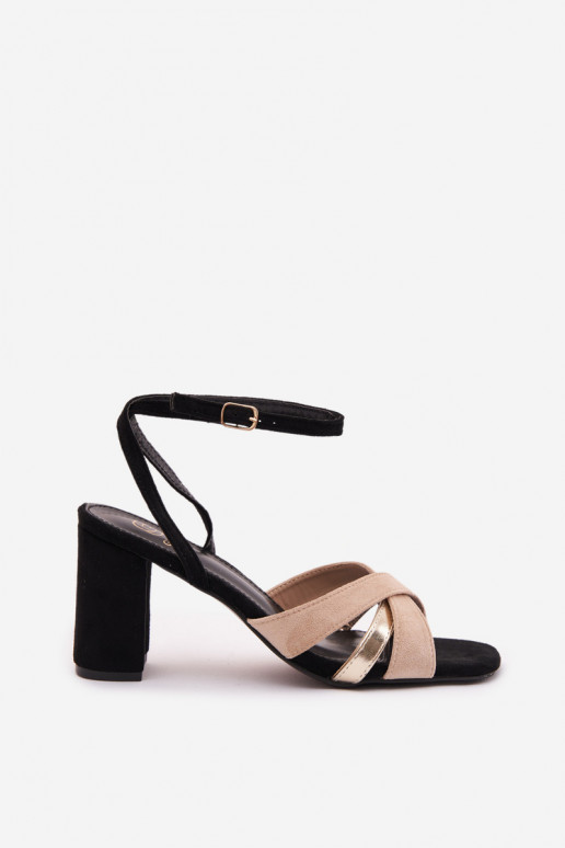 Sandales à talons hauts pour femme avec des bandes en daim écologiqueoÀe couleur noire Karilora