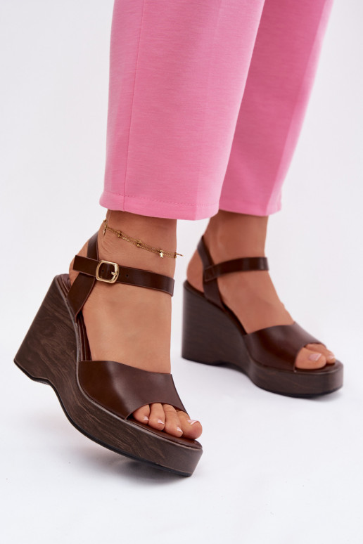 Sandales pour femmes Sur un coin Eko Peau CzekoladoÀe Parilisse