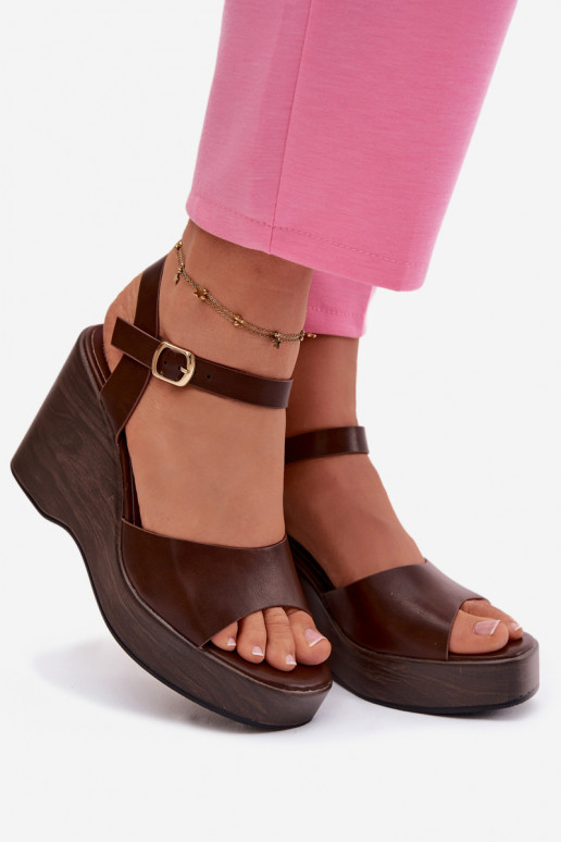 Sandales pour femmes Sur un coin Eko Peau CzekoladoÀe Parilisse