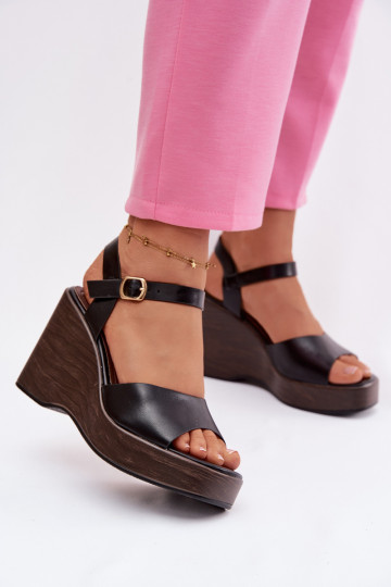 Sandales à plateforme en cuir synthétique, noires Parilisse 2