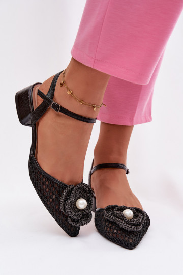 Sandales à talons avec détails décoratifs, noires Vionessa