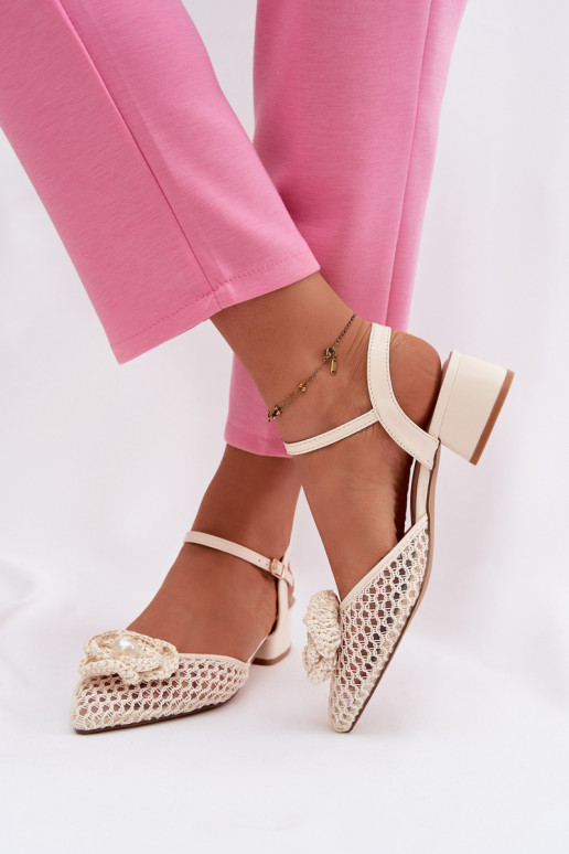 Sandales pour femmes Klocke Avec des décorations Detalem couleur ivoire Vionessa