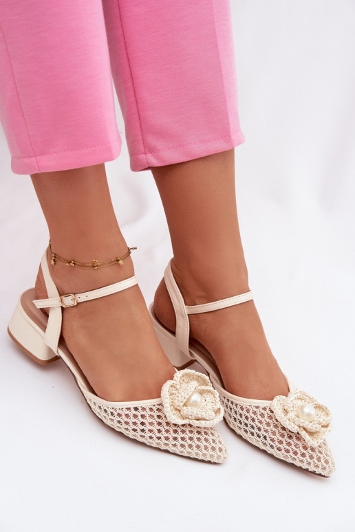 Sandales pour femmes Klocke Avec des décorations Detalem couleur ivoire Vionessa