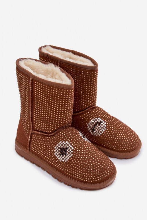 Décoré Grand Bottes de neige Féminin marron Galivra