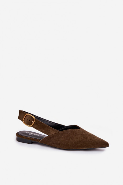 Ballerines avec boucles dorées en daim écologiqueoÀe couleur verte Palerra