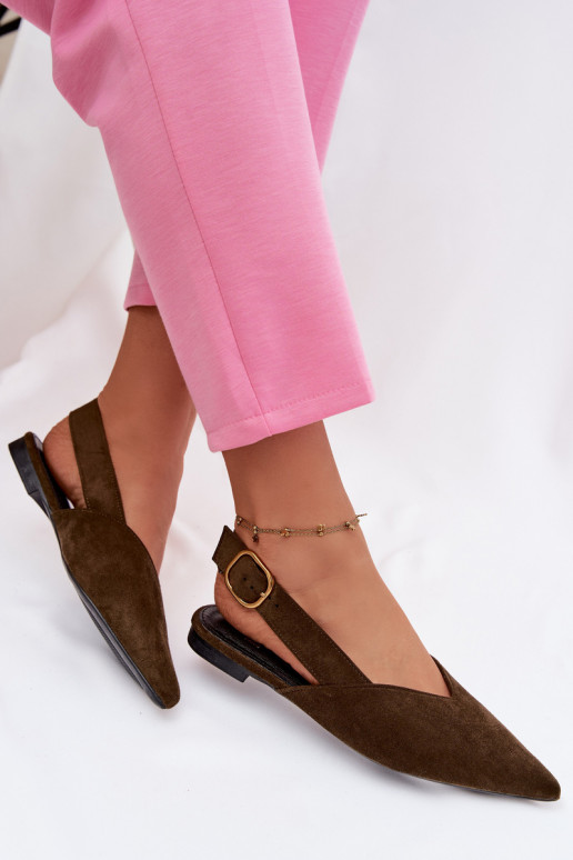 Ballerines avec boucles dorées en daim écologiqueoÀe couleur verte Palerra