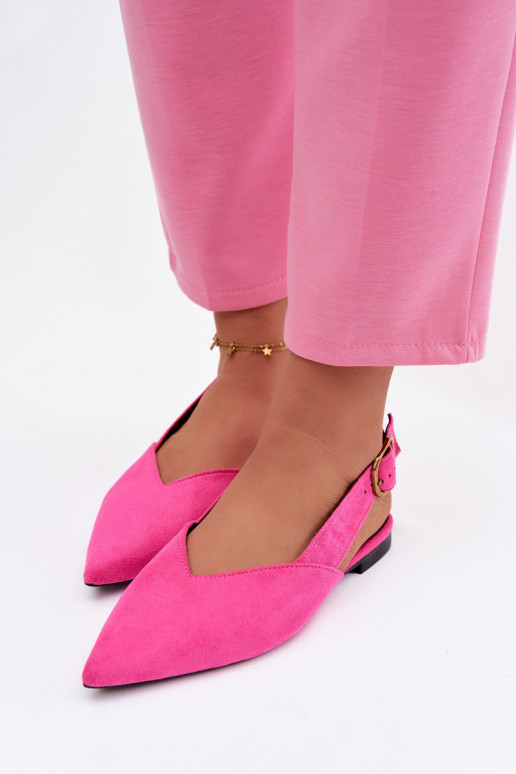 Ballerines avec boucles dorées en daim écologiqueoÀe couleur rose Palerra