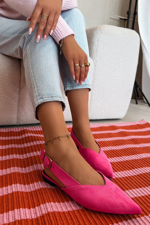 Ballerines avec boucles dorées en daim écologiqueoÀe couleur rose Palerra