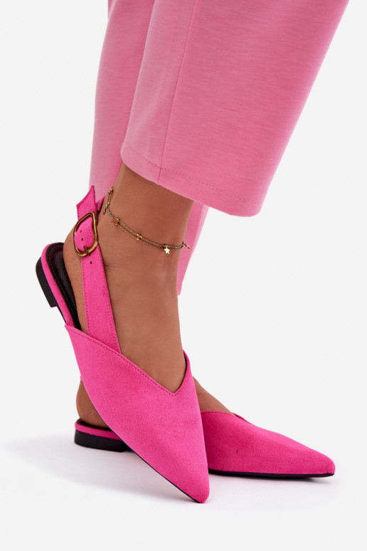 Ballerines avec boucles dorées en daim écologiqueoÀe couleur rose Palerra