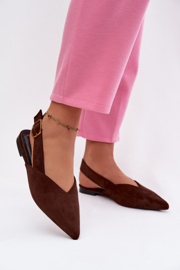 Ballerines avec boucles dorées en daim écologiqueoÀe CzekoladoÀe Palerra